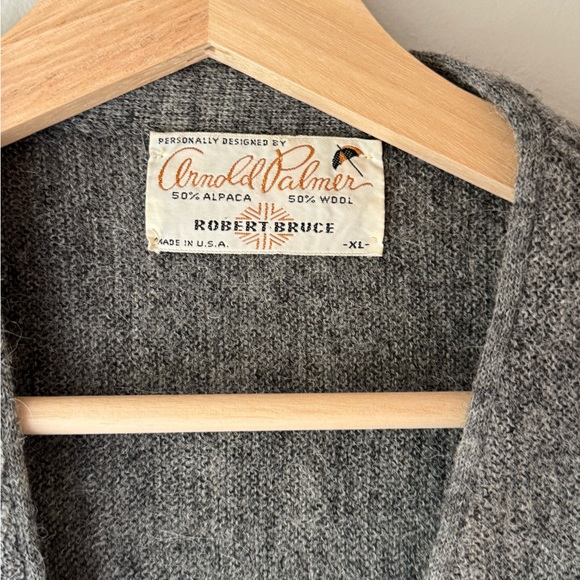 50% alpaca 50% v neck wool cardigan made in USA - Picture 2 of 3